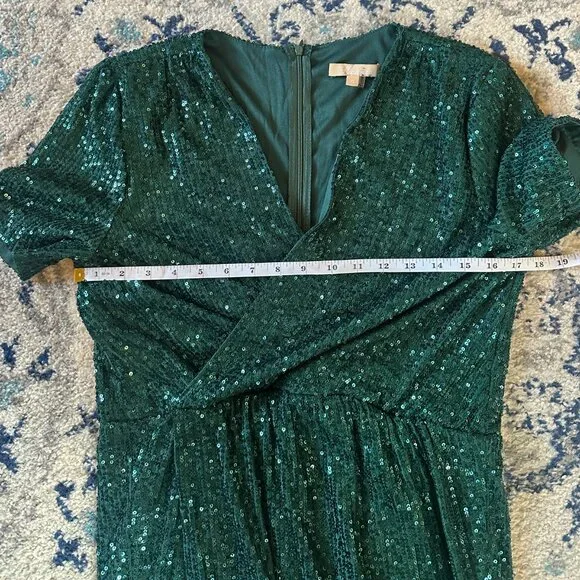 XL Baltic Born emerald green sequin mini wrap dress in Women's New without tags - Picture 6 of 10
